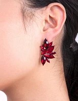 Red Gem Statement Stud Earrings