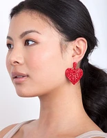 Red Diamante Statement Heart Earring