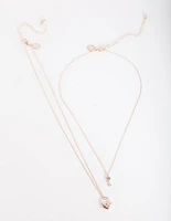 Rose Gold Lock Key Necklace Duo