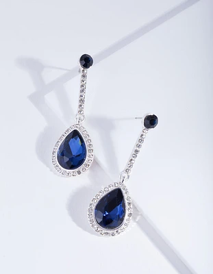 Silver Blue Teardrop Earrings