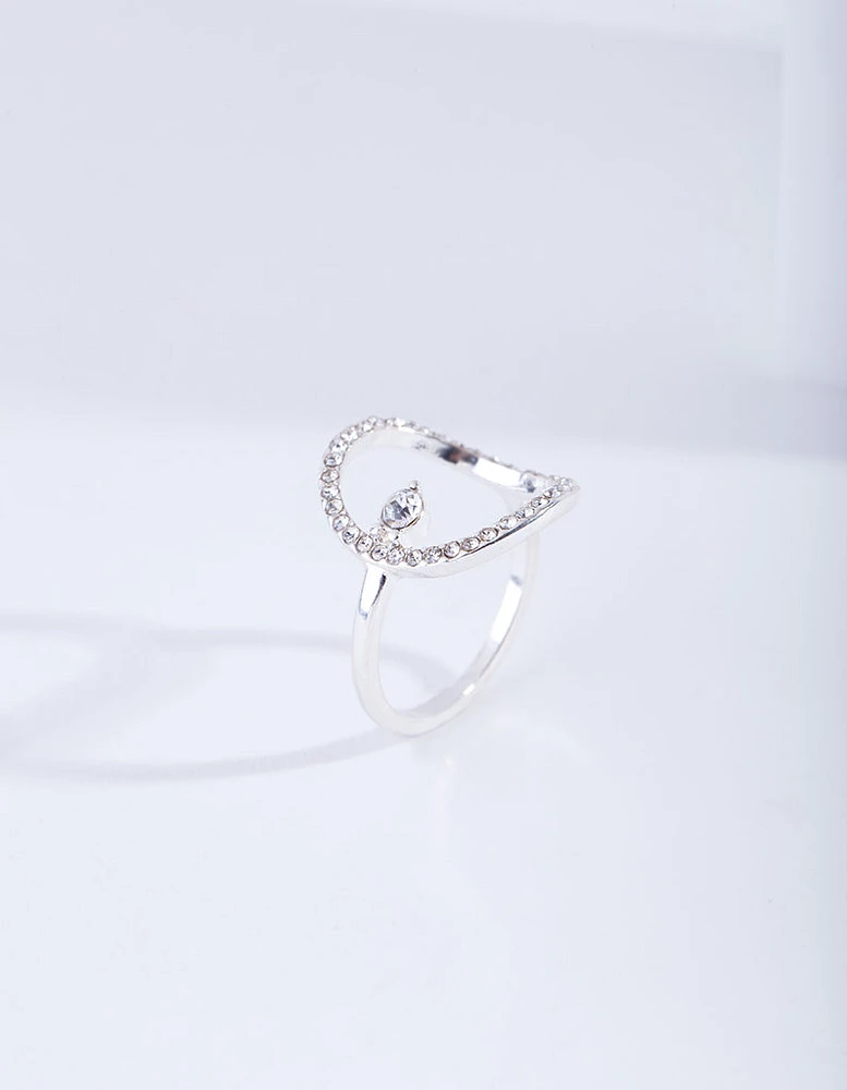 Silver Open Diamante Circle Ring