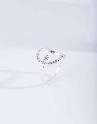 Silver Open Diamante Circle Ring