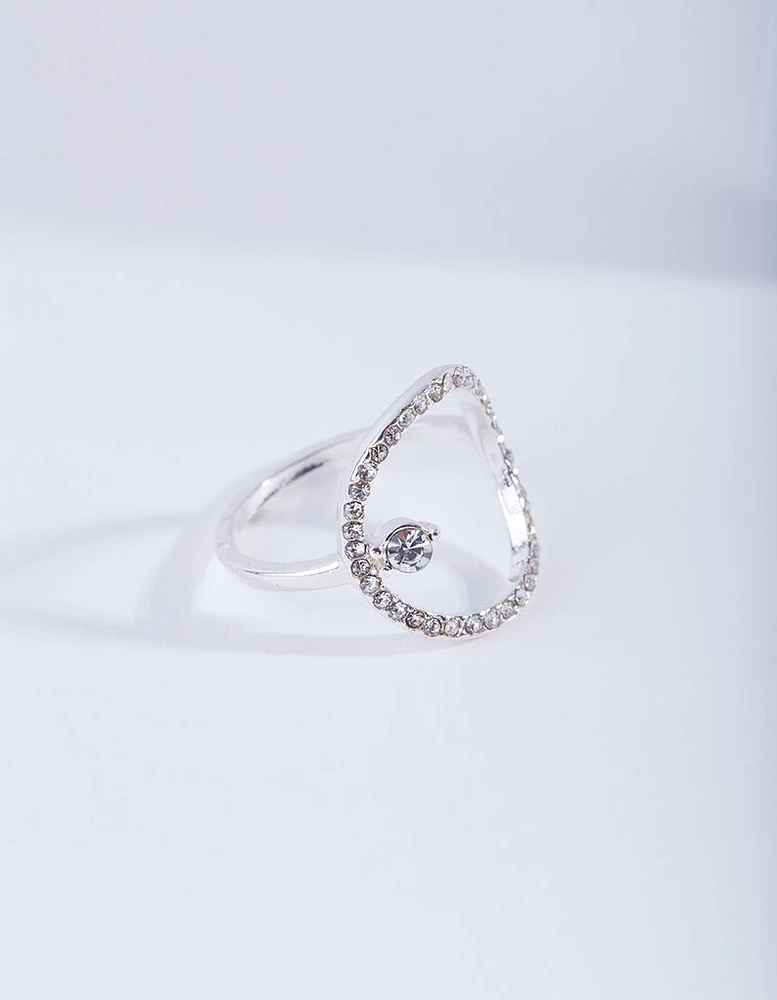 Silver Open Diamante Circle Ring