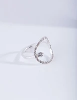 Silver Open Diamante Circle Ring