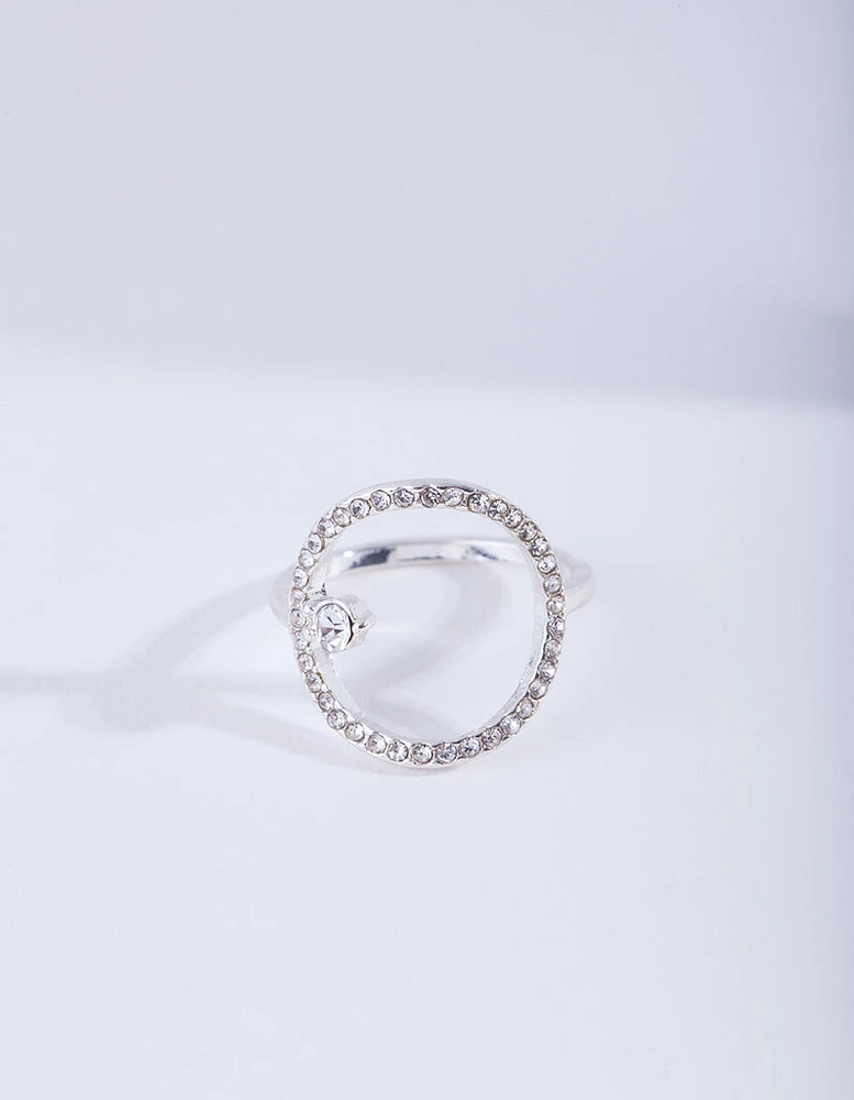 Silver Open Diamante Circle Ring