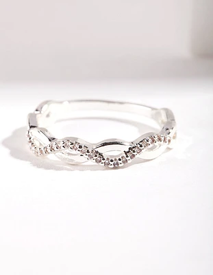 Cubic Zirconia Half Diamante Rope Ring