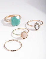 Gold Pastel Stone Ring Stack