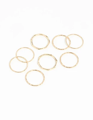 Gold Diamond Cut Ring Stack 8-Pack