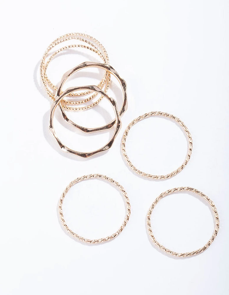 Gold Diamond Cut Ring Stack 8-Pack