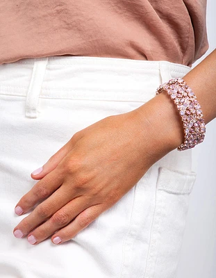 Rose Gold Multi Diamante Stretch Bracelet