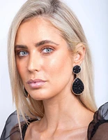 Black Embellished Teardrop Earrings