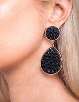 Black Embellished Teardrop Earrings