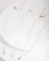 Mixed Metal Diamante Sun Necklace Trio