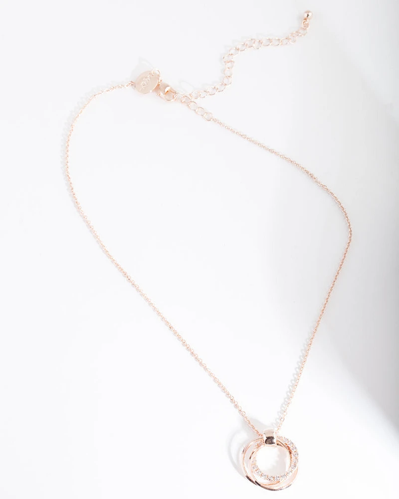 Rose Gold Cubic Zirconia Ring Necklace