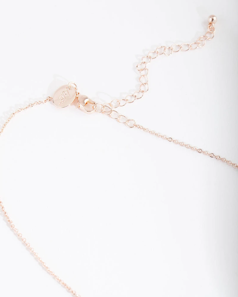 Rose Gold Cubic Zirconia Ring Necklace