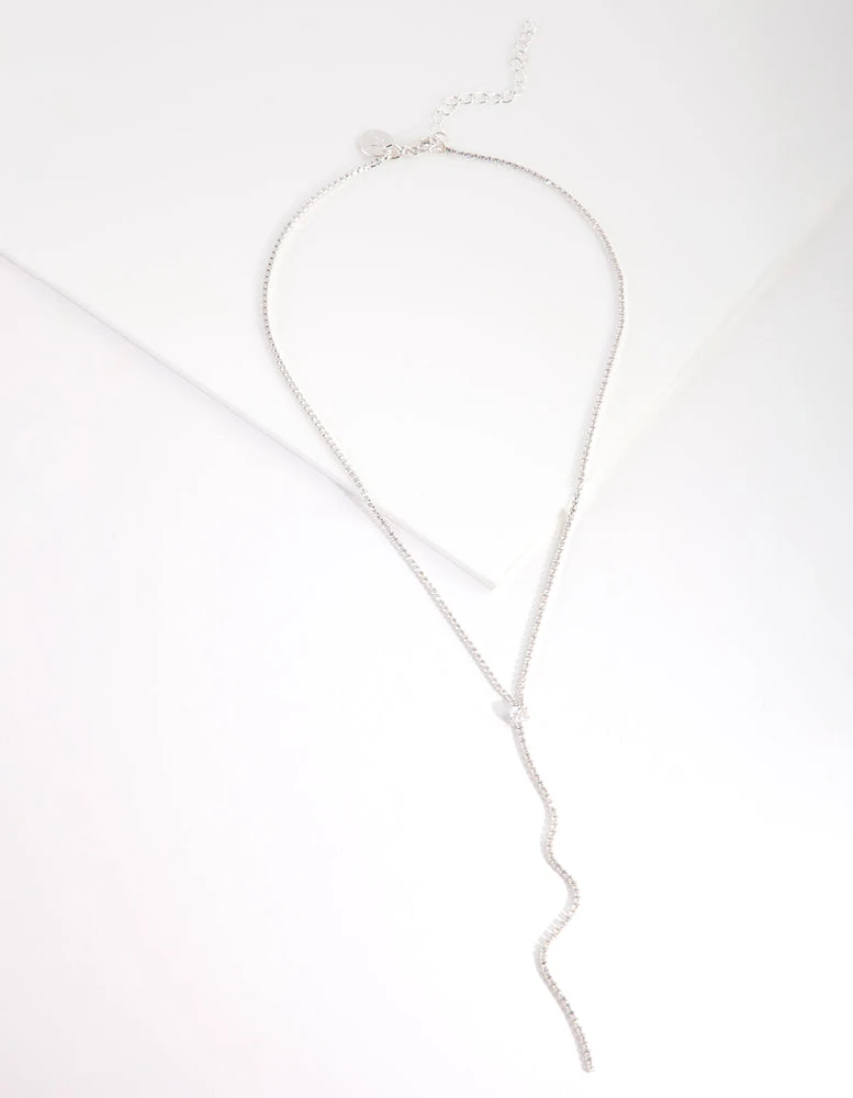 Cubic Zirconia Silver Y-Neck Necklace