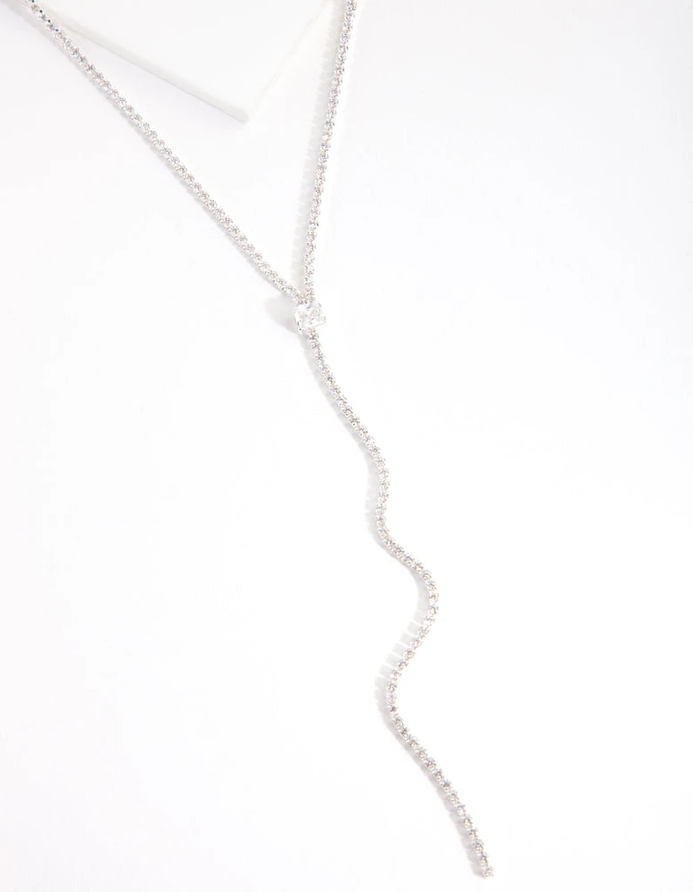 Cubic Zirconia Silver Y-Neck Necklace