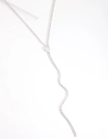 Cubic Zirconia Silver Y-Neck Necklace