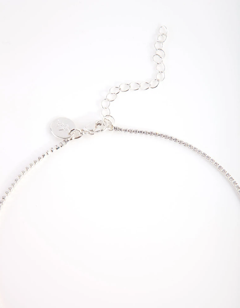 Cubic Zirconia Silver Y-Neck Necklace