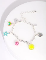 Kids Silver Rainbow Charm Bracelet