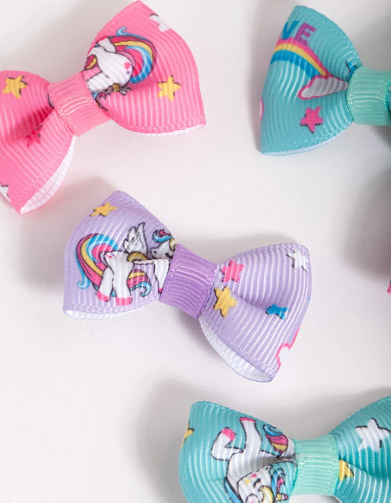 Kids Colourful Unicorn Bow Clip 6-Pack