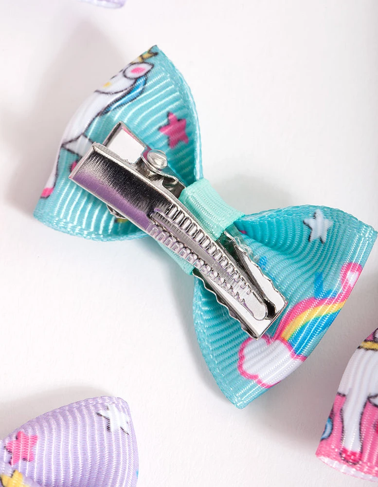 Kids Colourful Unicorn Bow Clip 6-Pack