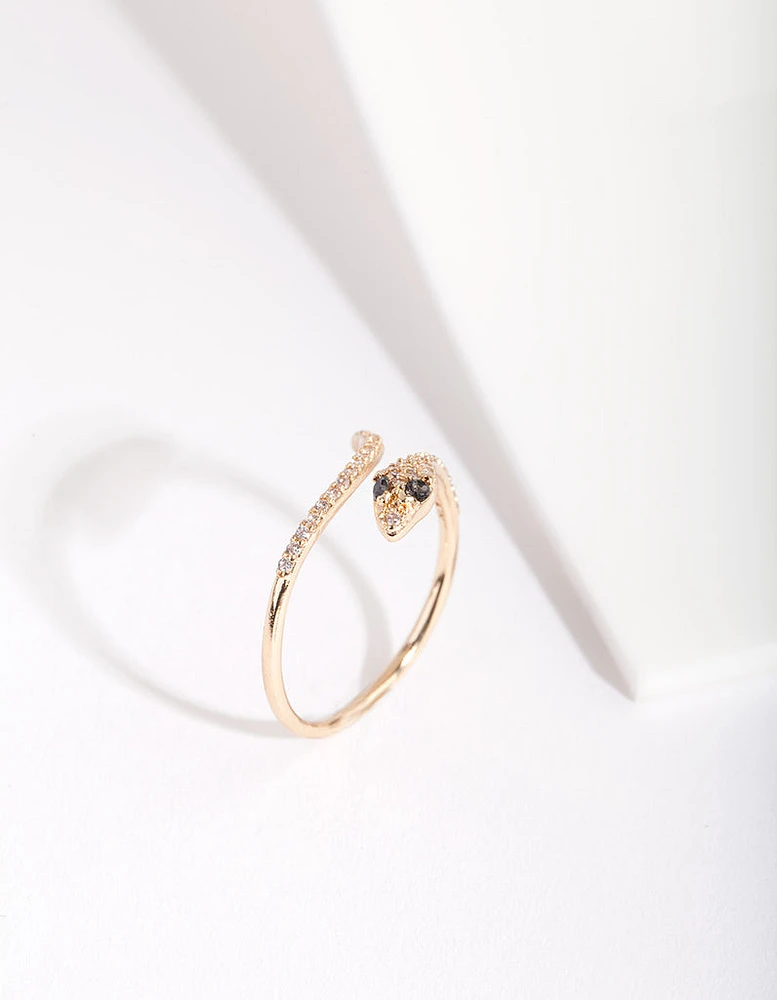 Gold Cubic Zirconia Wrap Snake Ring