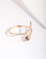 Gold Cubic Zirconia Wrap Snake Ring