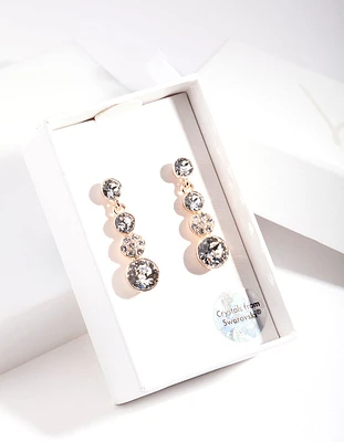 Rose Gold Diamond Simulant Crystal Multi Stone Earrings