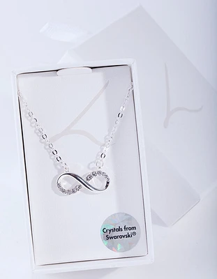 Silver Diamond Simulant Crystal Infinity Necklace