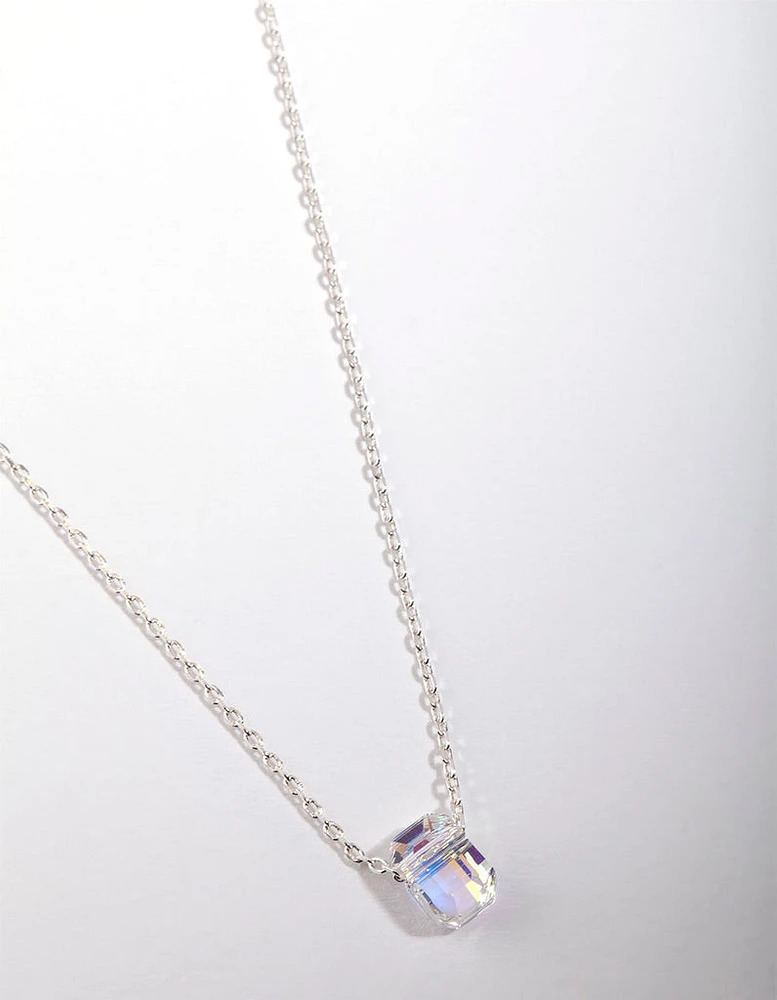 Silver Diamond Simulant Crystal Thread Necklace