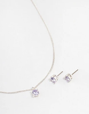 Silver Perfect Lilac Necklace & Earring Set