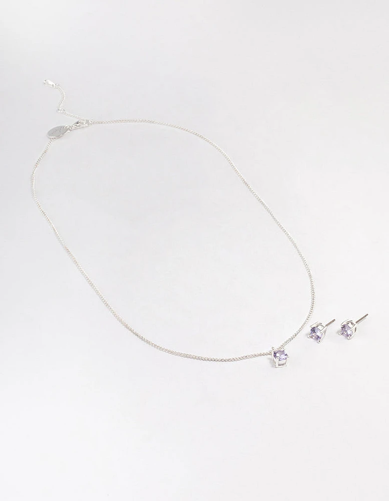 Silver Perfect Lilac Necklace & Earring Set