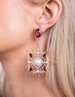 Red Star & Moon Drop Earrings