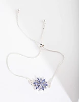 Lavender Diamond Simulant Flower Toggle Bracelet
