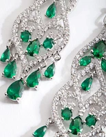 Green Cubic Zirconia Drop Earrings