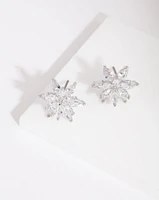 Diamond Simulant Elegant Flower Stud Earring