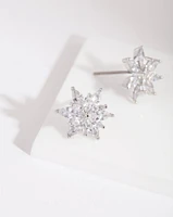 Diamond Simulant Elegant Flower Stud Earring