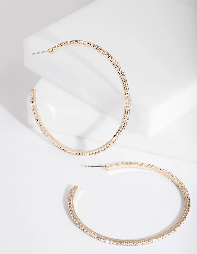 Large Gold Cupchain Hoop Earrings