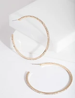 Large Gold Cupchain Hoop Earrings