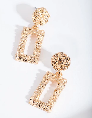 Mini Textured Rectangular Earrings