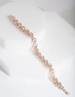 Rose Gold Heart Link Diamante Bracelet