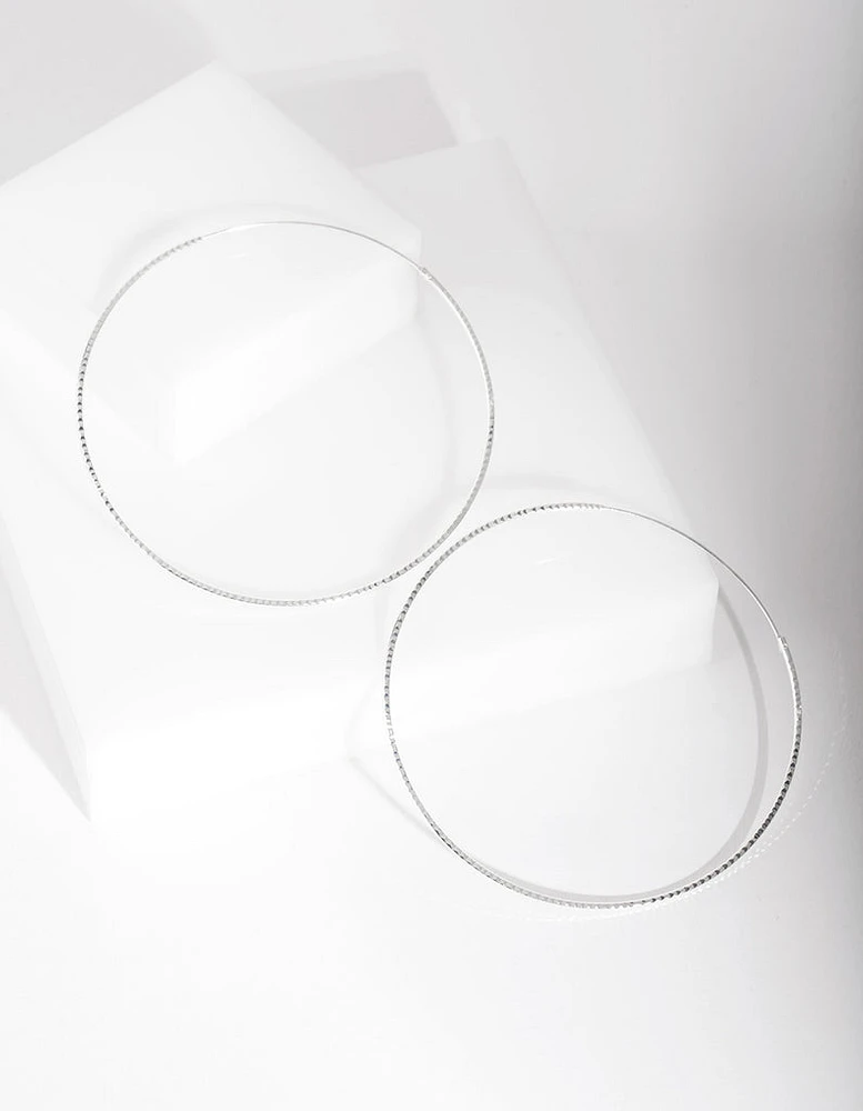 Sterling Silver 60mm Diacut Hoop Earrings