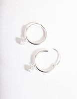 Sterling Silver Diamante Dangle Hoop Earrings