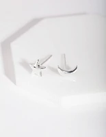 Sterling Silver Celestial Mismatch Stud Earrings