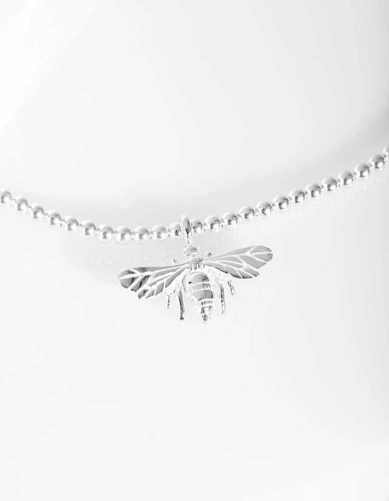 Sterling Silver 3D Bee Stretch Bracelet