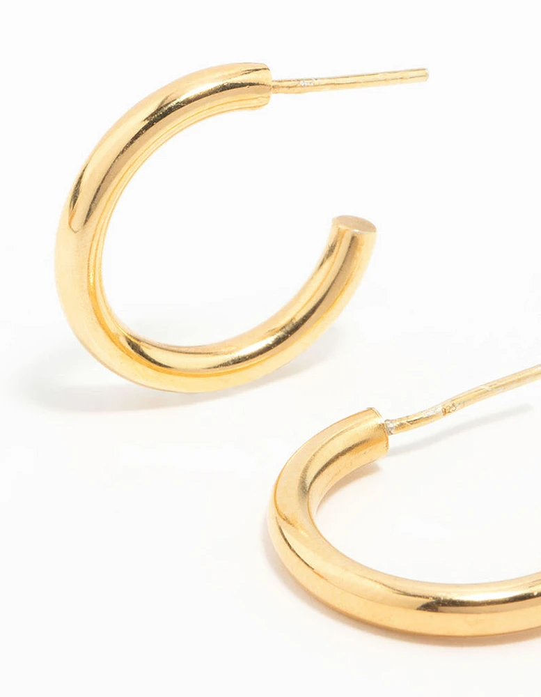 Gold Plated Sterling Silver Chubby Hoop Earrings