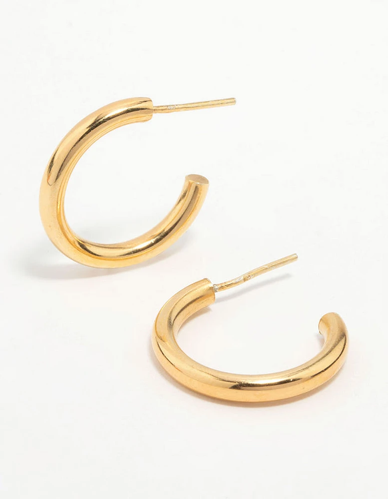 Gold Plated Sterling Silver Chubby Hoop Earrings