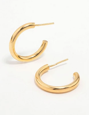Gold Plated Sterling Silver Chubby Hoop Earrings