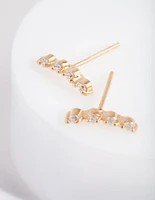 Gold Plated Sterling Silver 4 Diamante Crawler Earrings